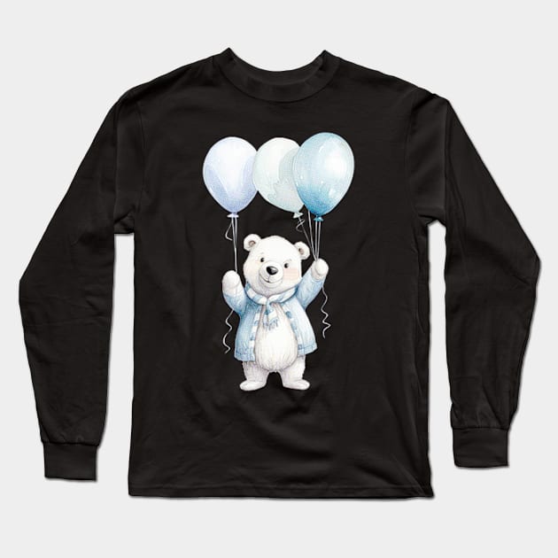 white cute bear Long Sleeve T-Shirt by GAGO5